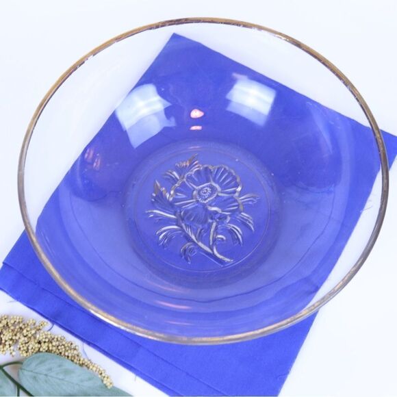 Gailstyn Glass Punch Bowl with 6 shot glasses "It's a Dilly" design w/gold rim - Picture 6 of 8